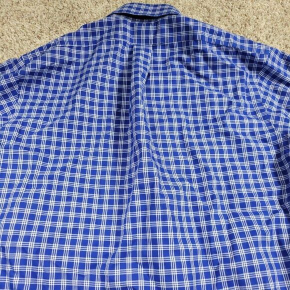 Brooks Brothers Shirt Mens 17 2/3 Blue Button Down Plaid Soft Oxford Regent Fit - Picture 6 of 7